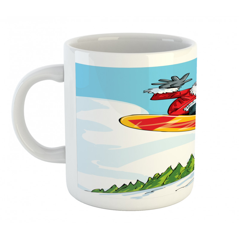 Jump on Snowboard Pines Mug