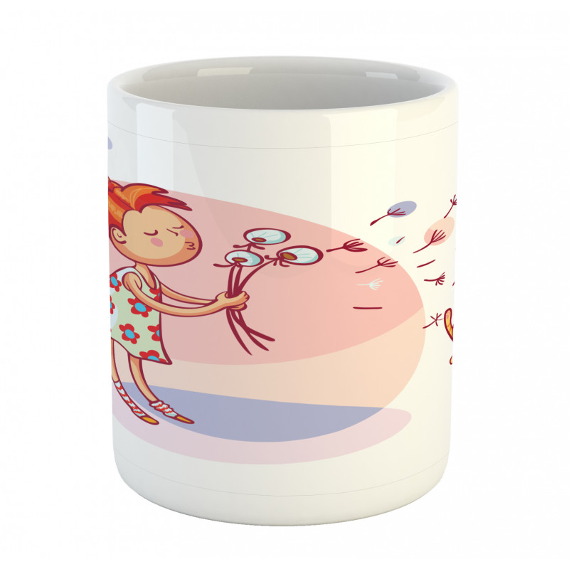 Cartoon Girl and Cat Mug