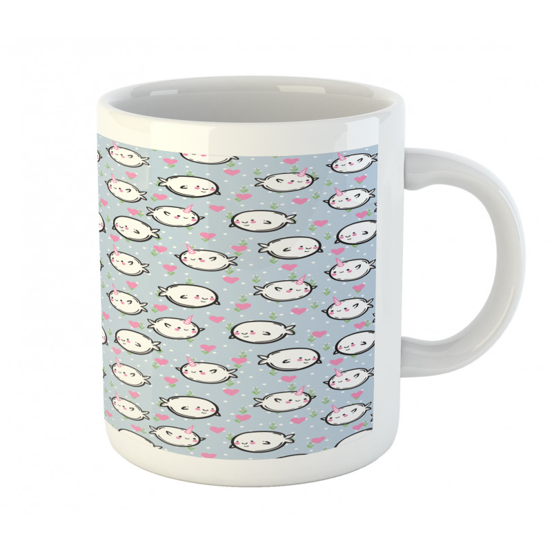 Cartoon Whales Hearts Mug