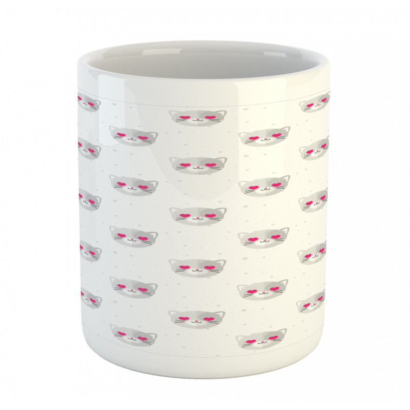 Kitty Faces Pink Hearts Mug