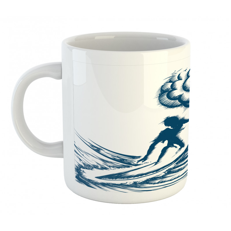 Riding a Big Wave Art Mug