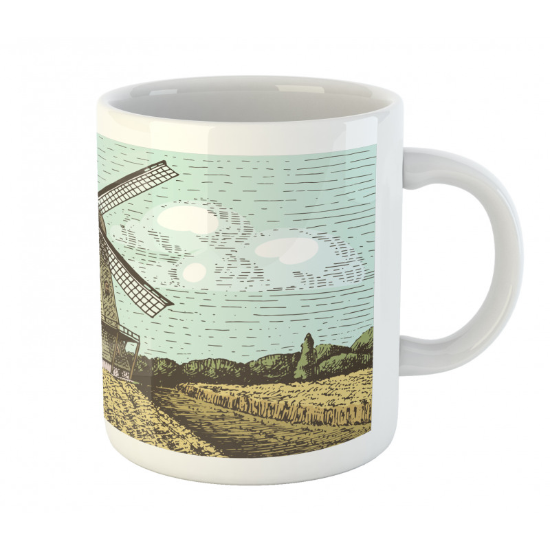 Windmill and Farmland Mug