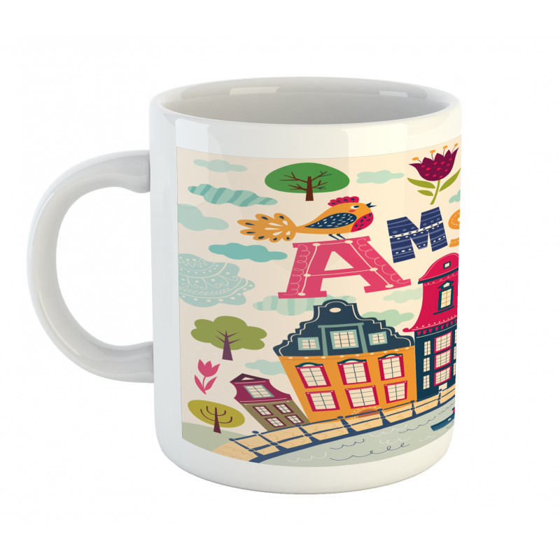 Cartoon Amsterdam Houses Mug