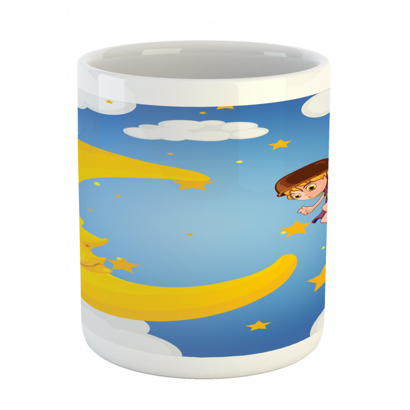 Cartoon Girl Flying Mug