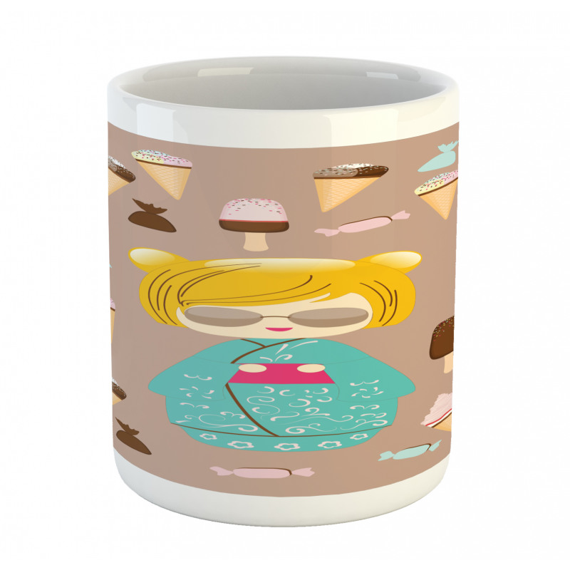 Kokeshi Doll Ice Cream Mug