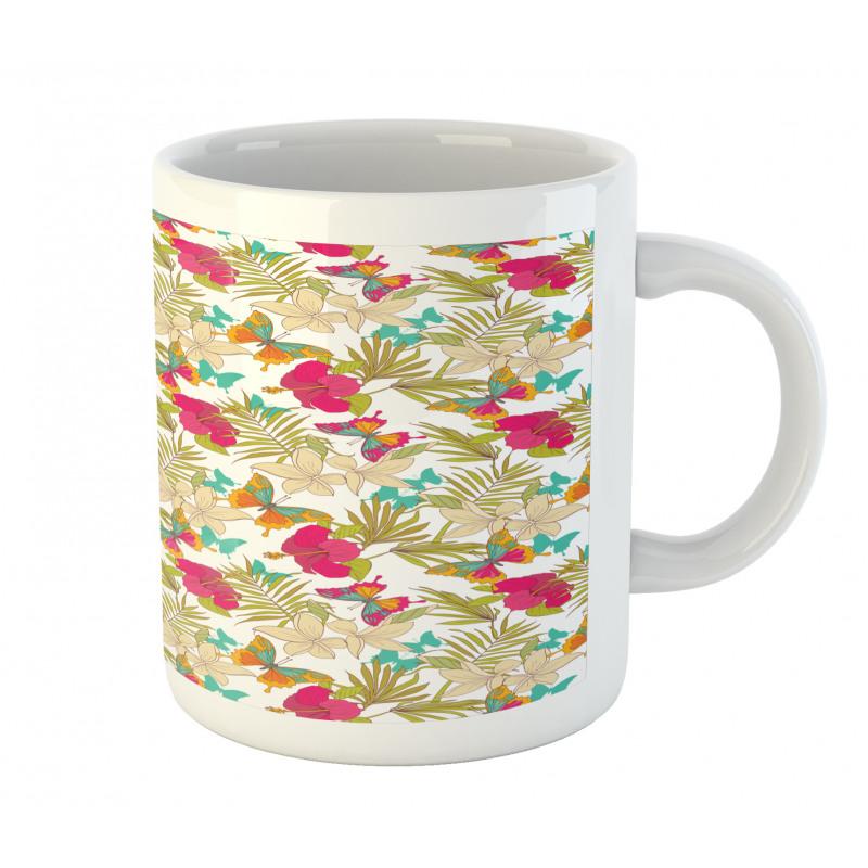 Tropical Flowers Leaves Mug