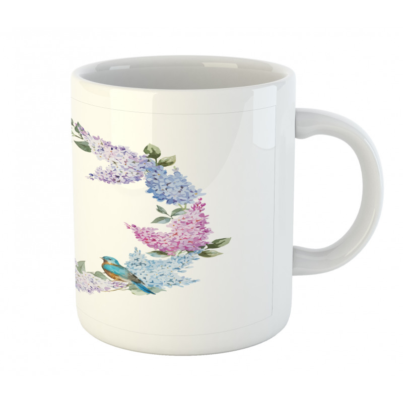 Flower Wreath and Bird Mug