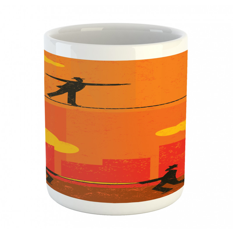 Men Walk Tightrope Net Mug