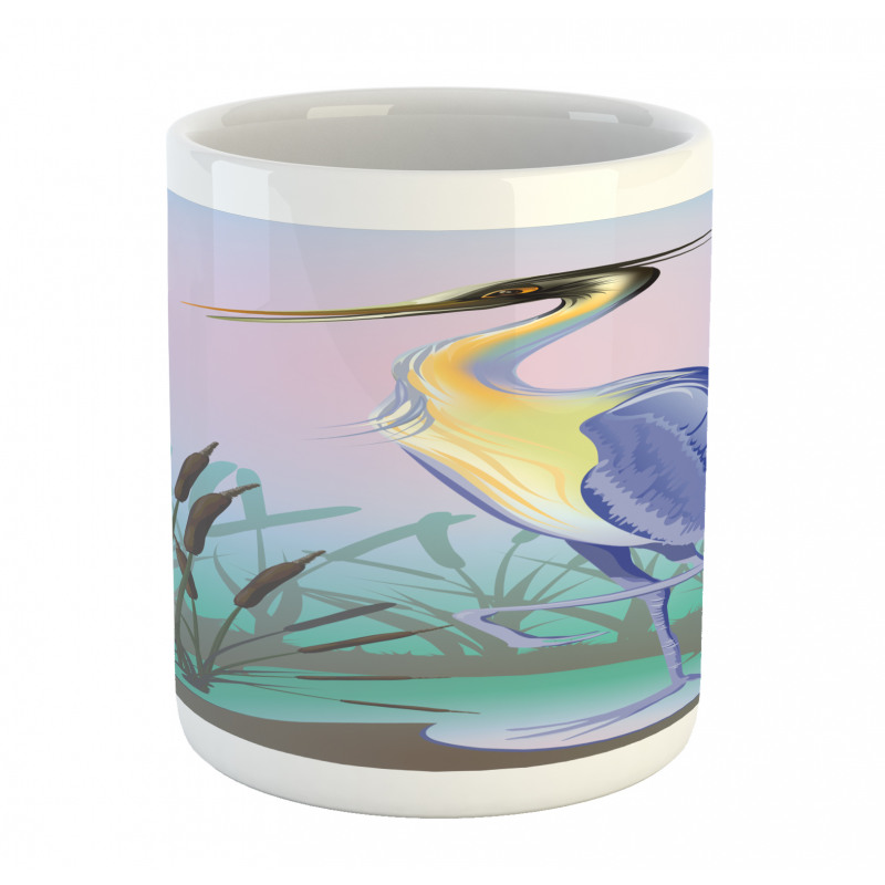 Heron with Reed Water Mug