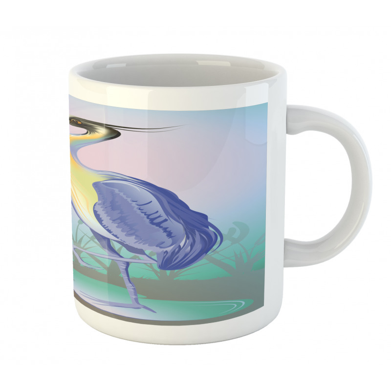 Heron with Reed Water Mug