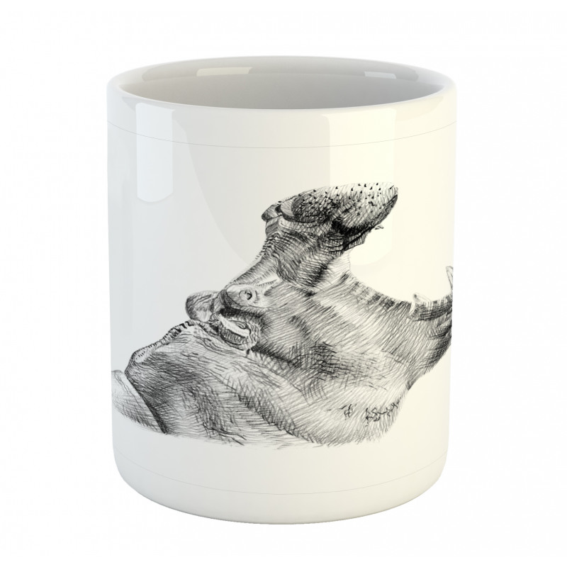 Yawning Hippo Sketch Mug