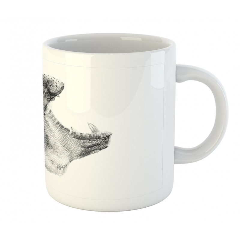 Yawning Hippo Sketch Mug