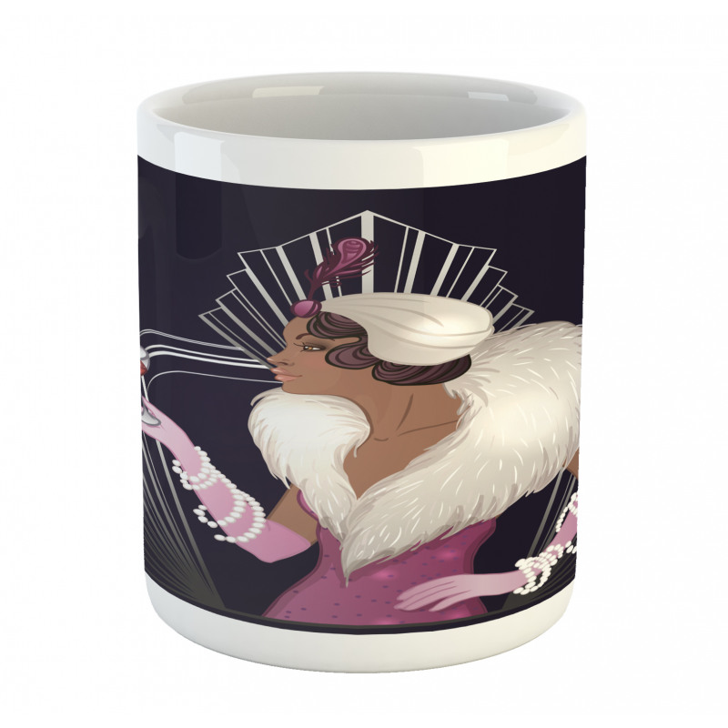 Fur Collar Lady Mug