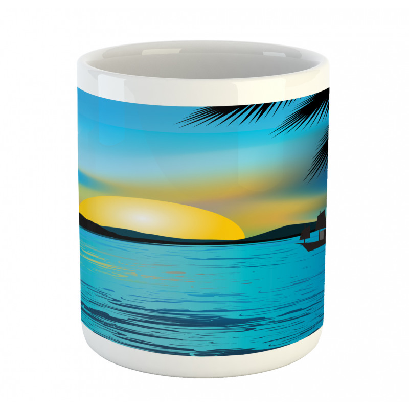 Calm Sunrise Fishing Boat Mug