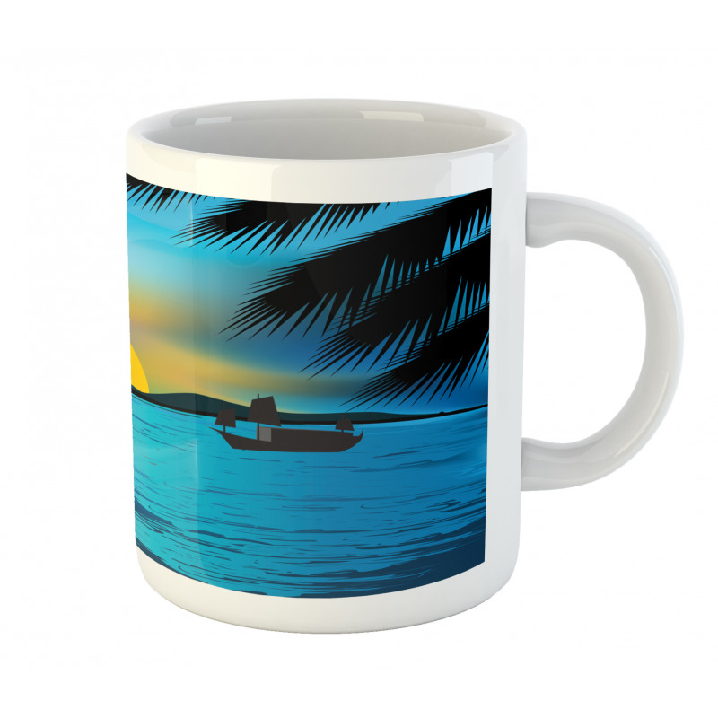 Calm Sunrise Fishing Boat Mug