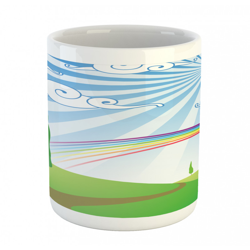 Rainbow on a Meadow Road Mug