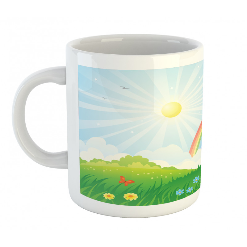 Sun and Rainbow Flowers Mug