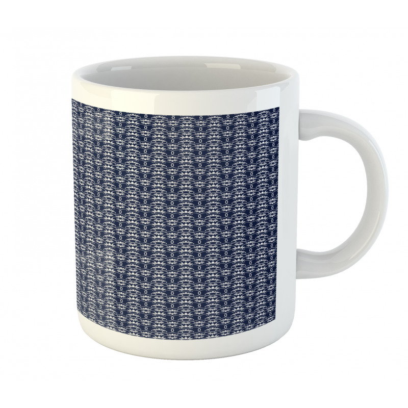 Curvy Floral Motif Tile Mug