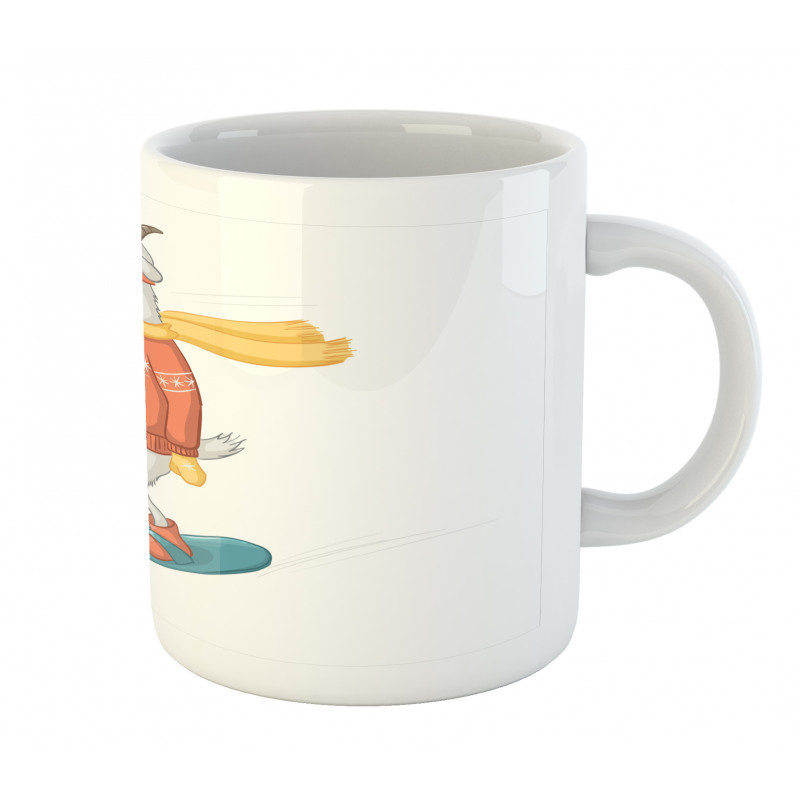 Cartoon Goat Snowboarding Mug