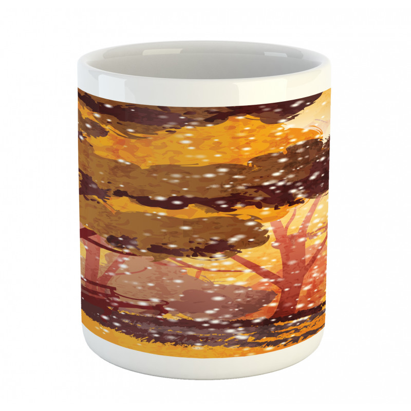 Trees and Bench Snowfall Mug