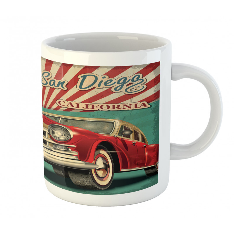 Greetings Words Retro Car Mug