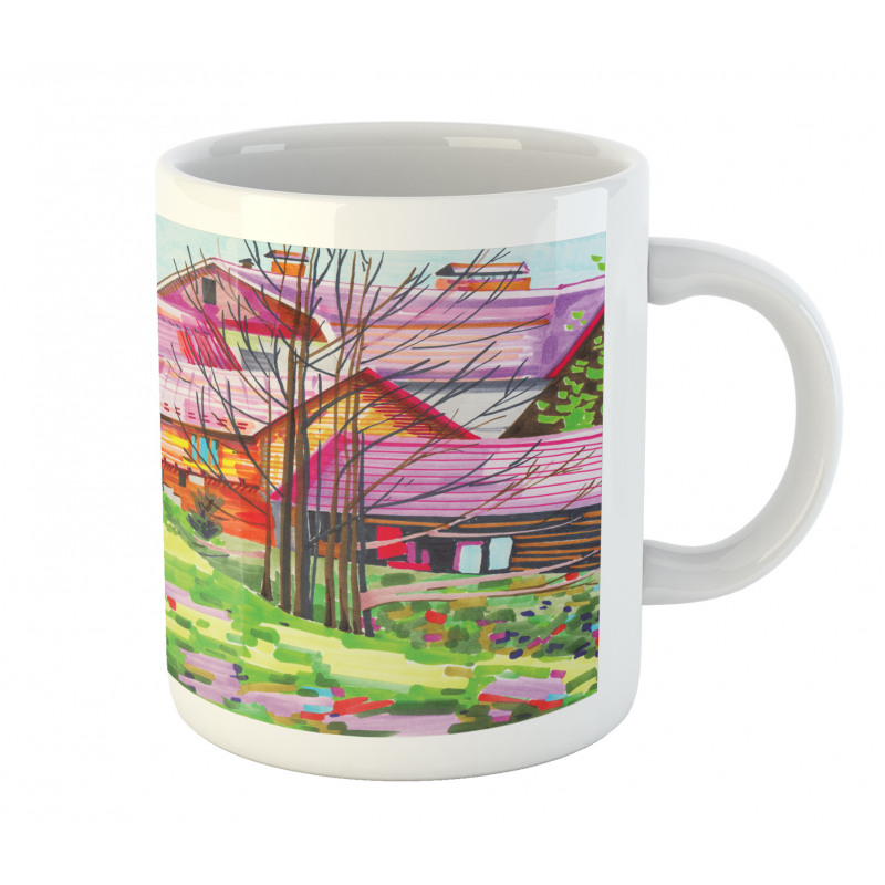 Rural Old Village Houses Mug