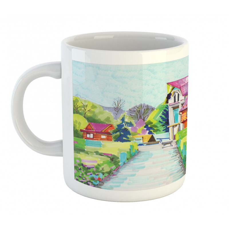 Rural Old Village Houses Mug