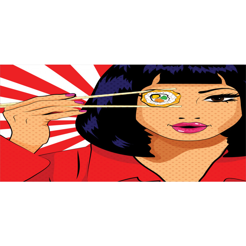 Pop Art Style Girl with Sushi Mug