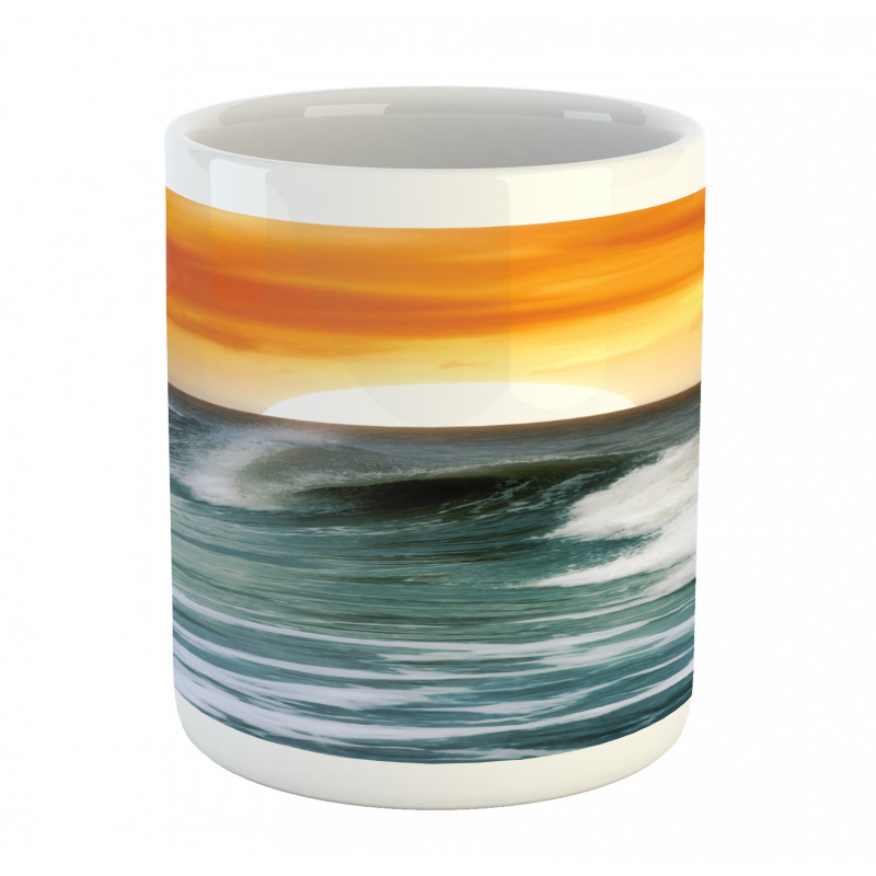 Sunset over Wavy Ocean Mug