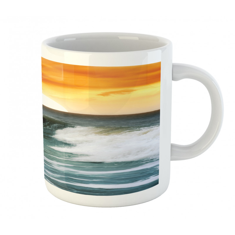 Sunset over Wavy Ocean Mug