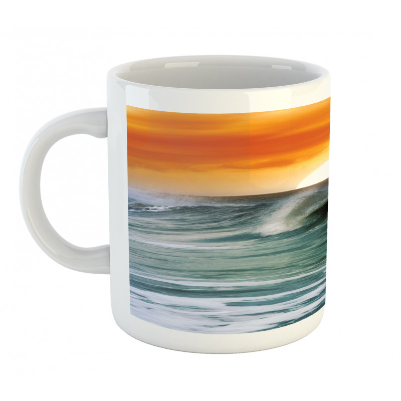 Sunset over Wavy Ocean Mug