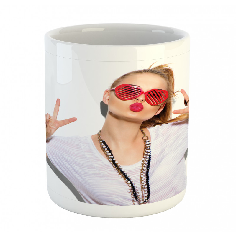 Blond Festival Girl Posing Mug