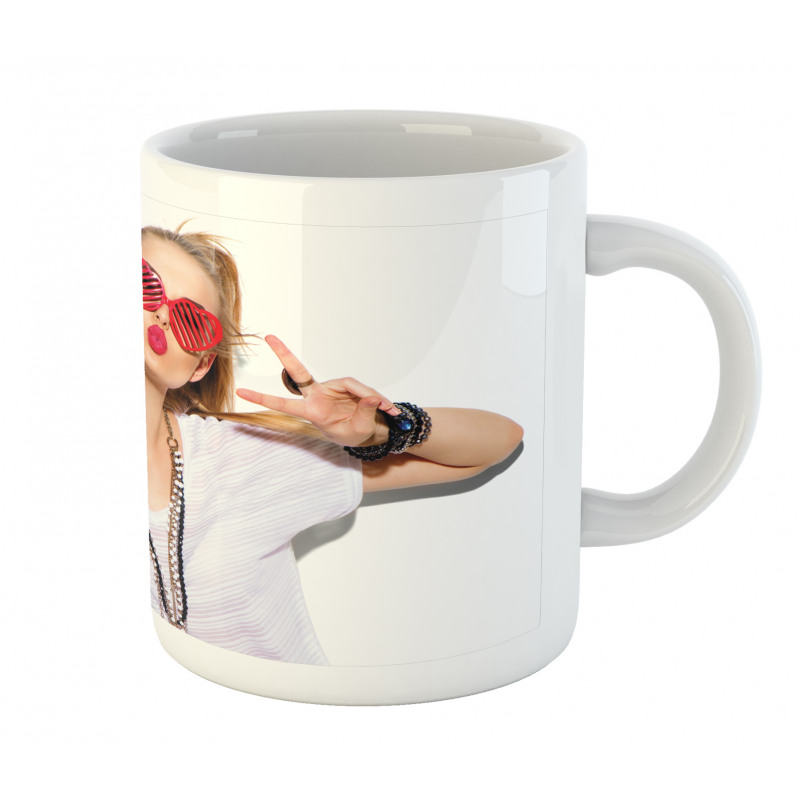 Blond Festival Girl Posing Mug