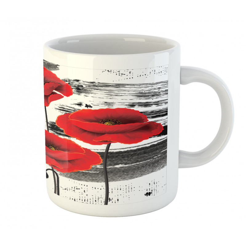 Grunge Brush Flowers Mug