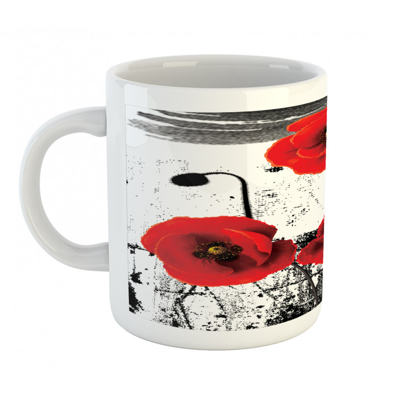 Grunge Brush Flowers Mug