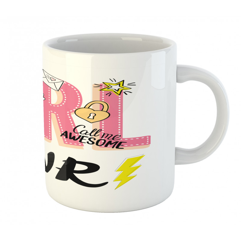 Girl Power with Hearts Mug