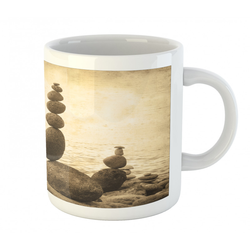 Rocks Calm Sepia Art Mug