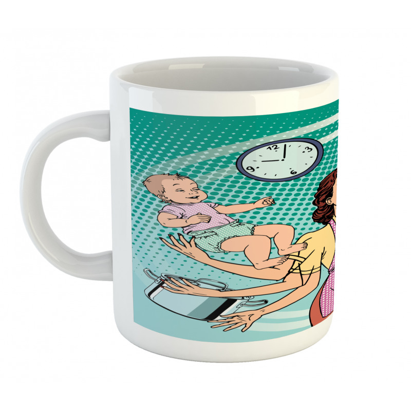 Pop Art Busy Woman Housework Mug