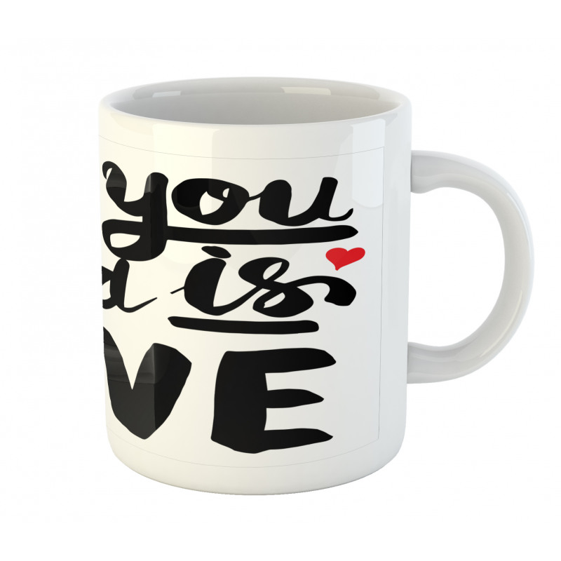 Romantic Hearts Calligraphic Mug