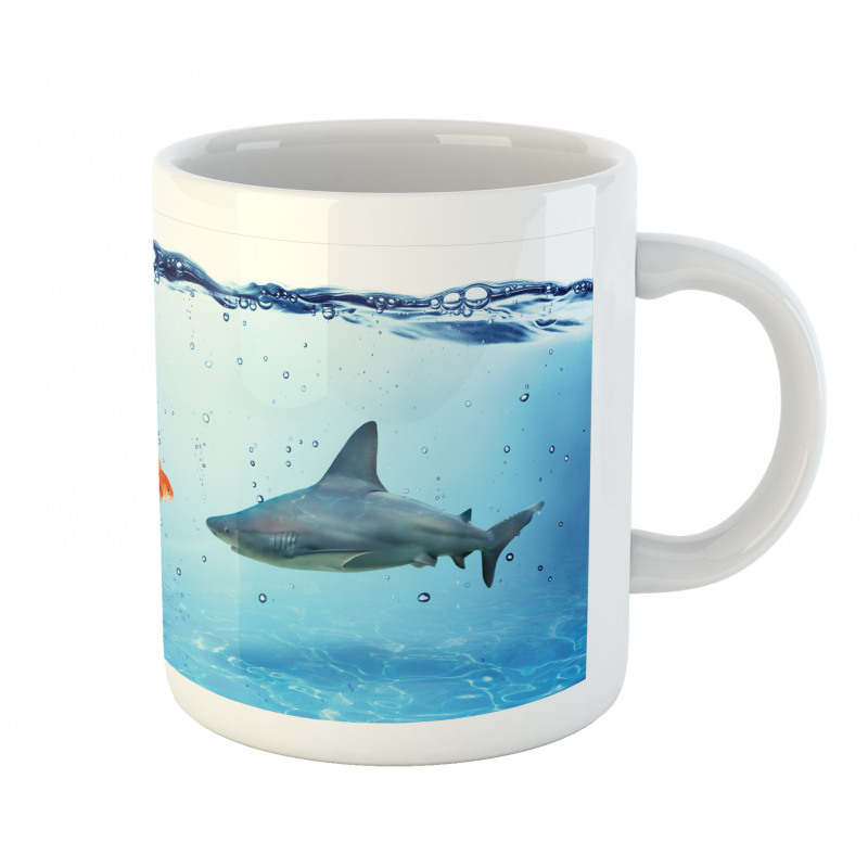 Fish Team up Against Shark Mug