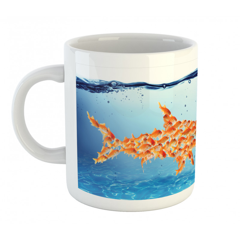 Fish Team up Against Shark Mug