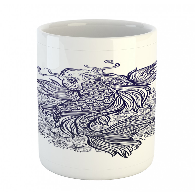 Koi Carp in Dark Blue Tone Mug