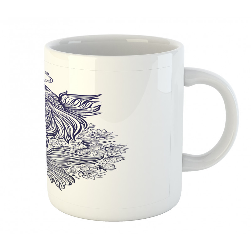 Koi Carp in Dark Blue Tone Mug