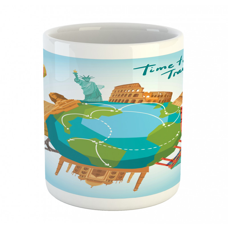 World Landmarks Around Globe Mug