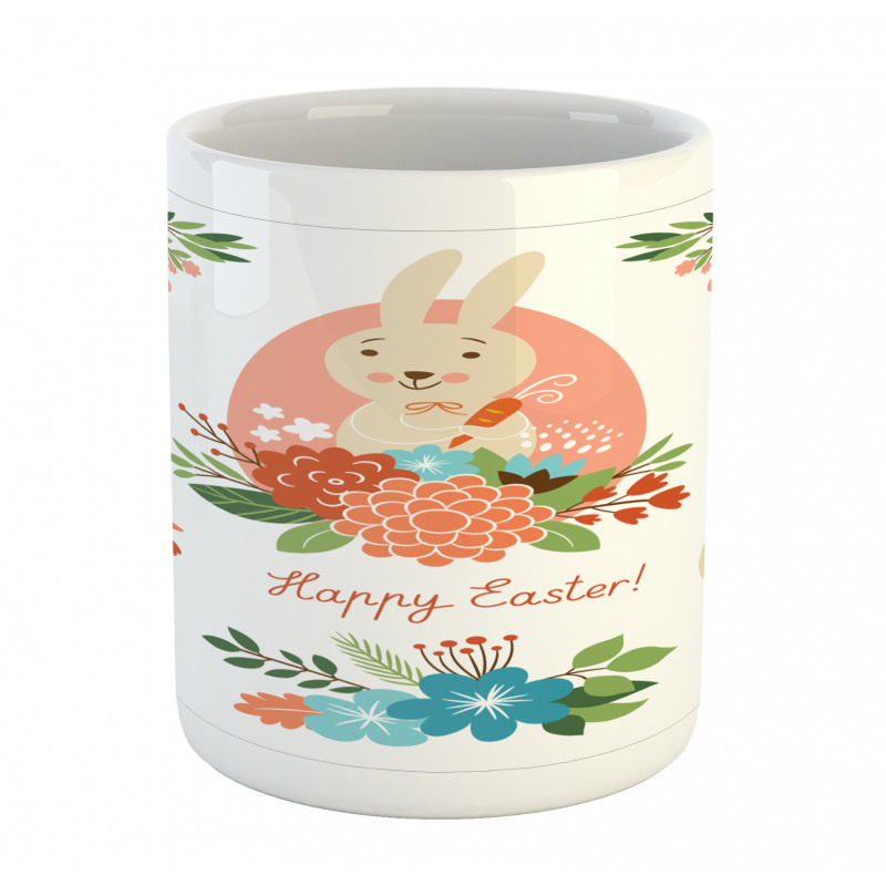 Pastel Bunny Flowers Cartoon Mug