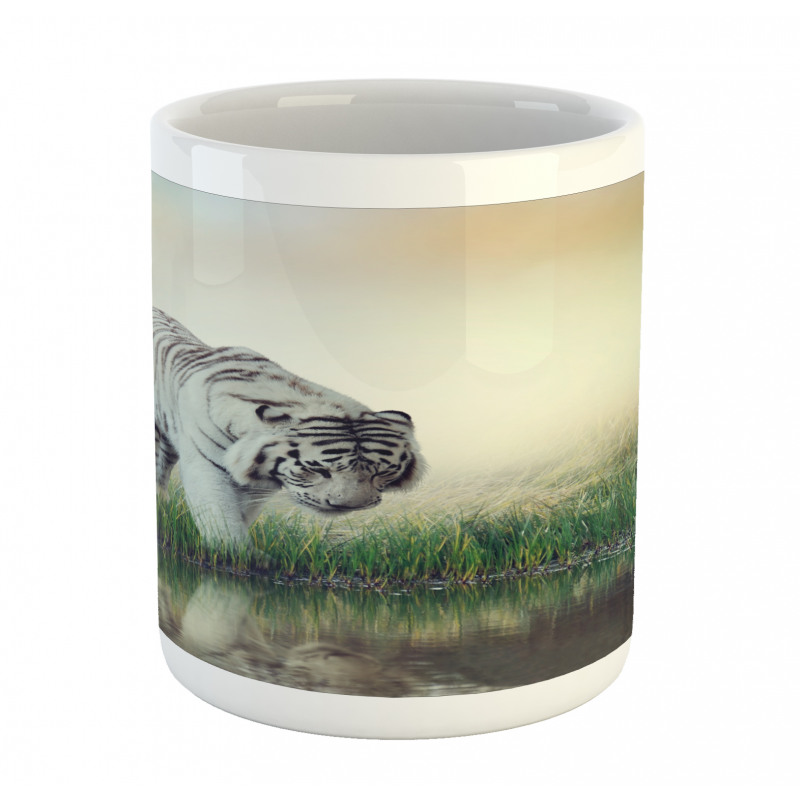 Albino Tiger Near a River Mug