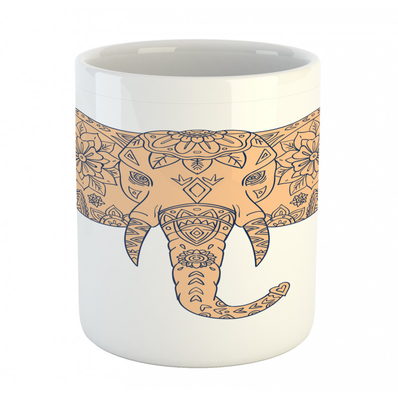 Floral Elephant Head Front Mug