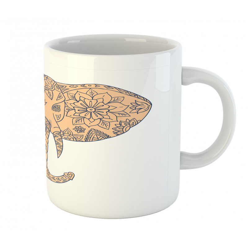 Floral Elephant Head Front Mug