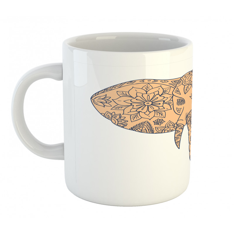 Floral Elephant Head Front Mug