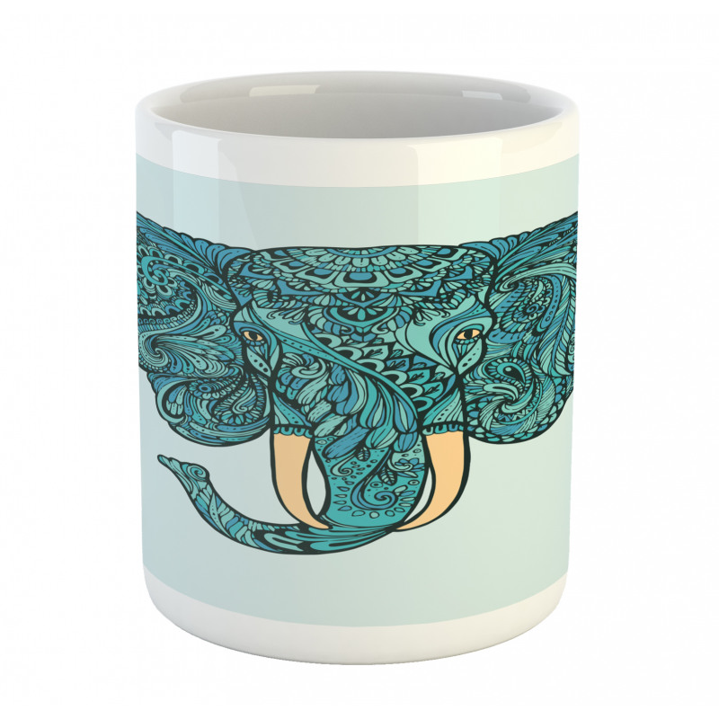 Elephant Head Motif Pattern Mug